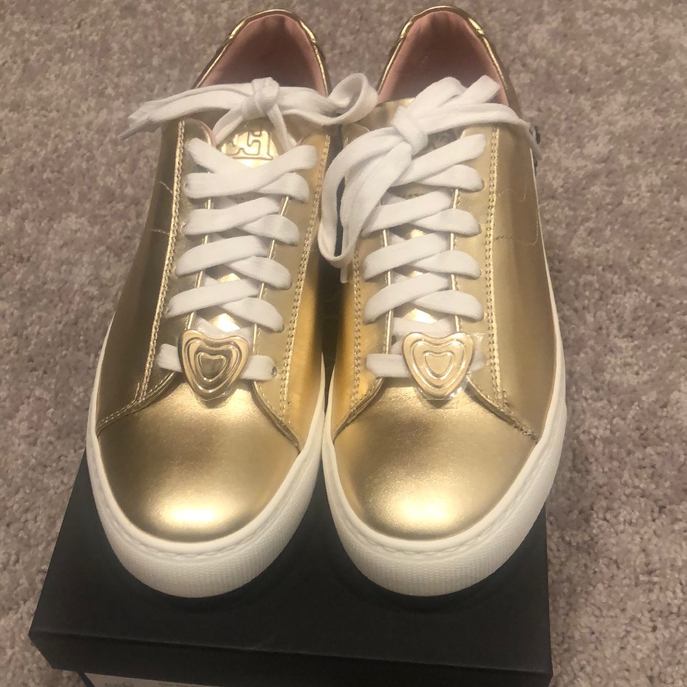 Escada Gold Leather Sneakers